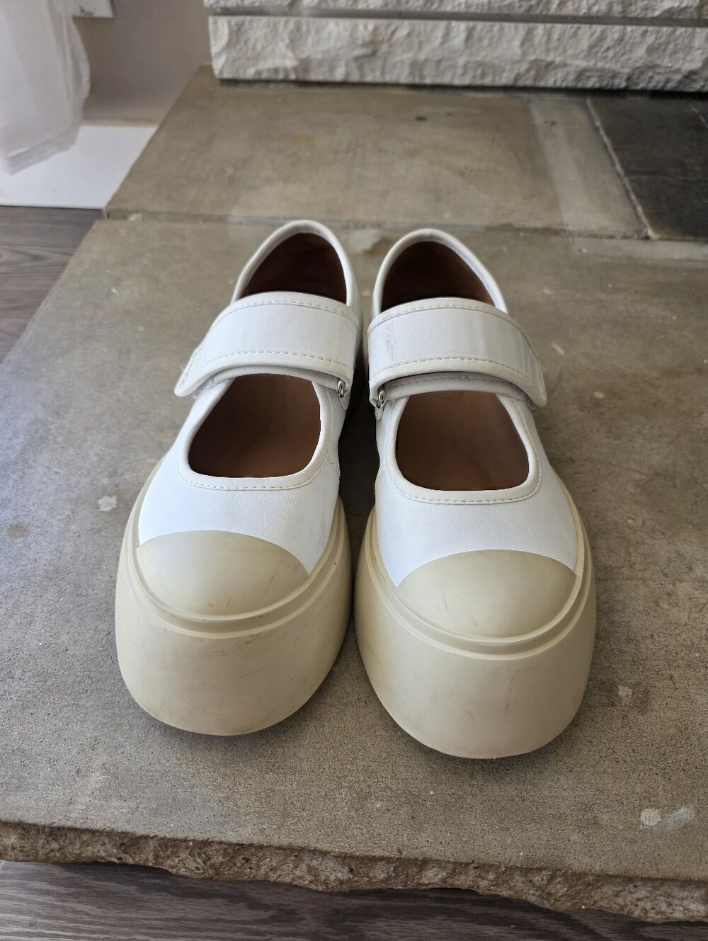 Marni White and Cream Platform Mary-Jane Sneakers